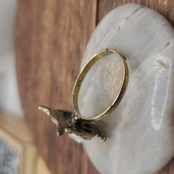 Adjustable size band R532 owl ring bohemian boho - Picture 2 of 2